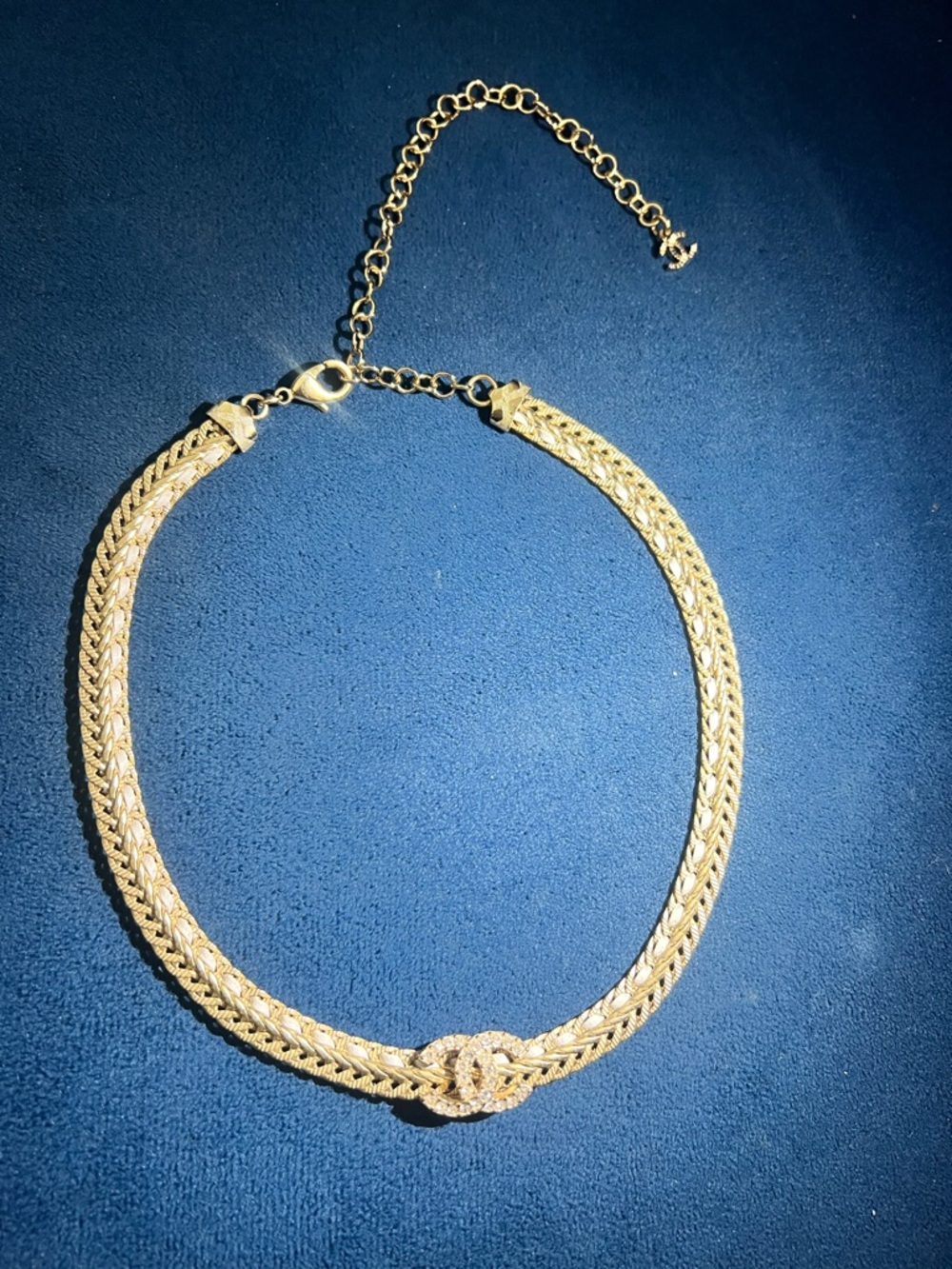 Chanel 22s gold chain crystal CC logo choker